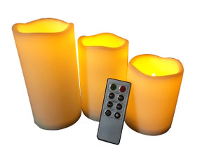 LED Table Light Ambient 3 x Candle Cylinders - Remote Control