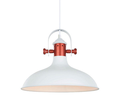Industrial Pendant White Dome Copper Plated