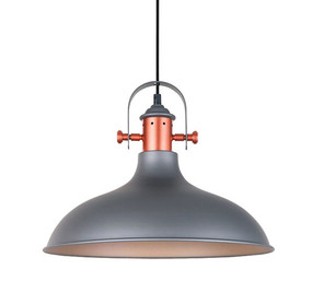 Industrial Pendant Light - Grey with Copper