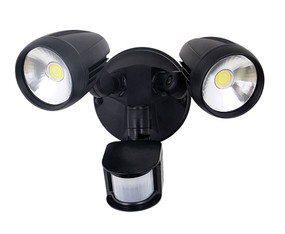 Twin 30W LED Tricolor Spotlight with Sensor - Black