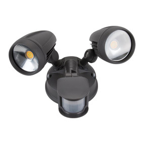 Twin 30W LED Tricolor Spotlight with Sensor - Grey