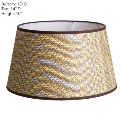 Lamp Shade - Brown Basket Weave with Chocolate Trim 18x14x10
