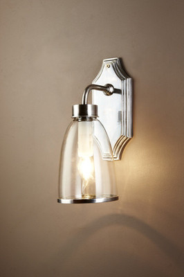 Wall Light Silver with Glass Shade - WST