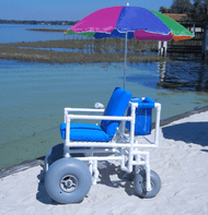 Healthline - All Terrain PVC Chair - Beach Wheelchair W/2LRG, 2 Swivel Wheels - ROLLEEZ