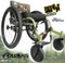 Colours RAZORBLADE- ALL TERRAIN- Big Foot Sports Wheelchair  from side (IMPORTANT: Shown here with optional upgrades (Air-Ride System, Cross Knot Lace Spokes, Aggressive Knobby Tires and 8" Air Casters with Monster Forks)
