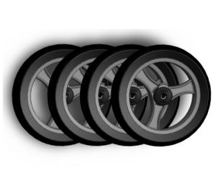 TOPRO Wheels PUR- Comfort wheel Soft - set of 4 # 814610 - Walking Aid Parts