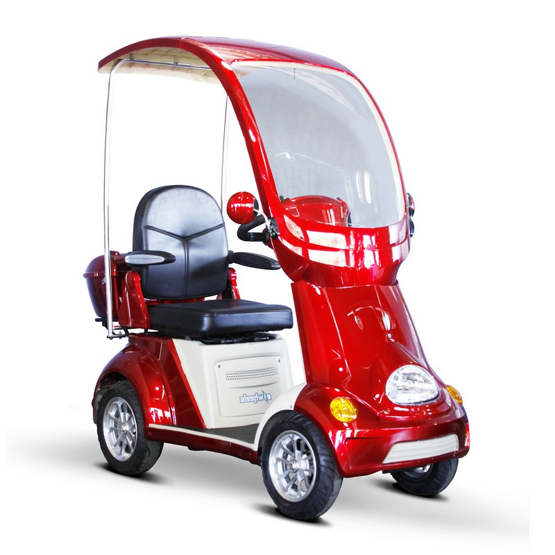 E Wheels Ew54r Buggie Four Wheel Electric Mobility Scooter Full Size Canopy Red
