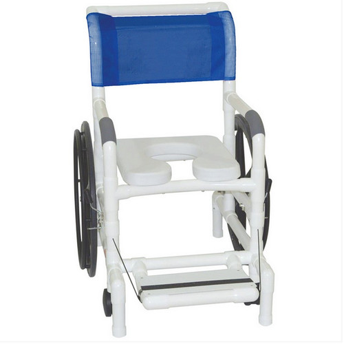 MJM International - Self-propelled AQUATIC / REHAB shower transport chair 22" internal width- 24" rear wheels- open front soft seat- 350 lbs weight capacity - # 135-22-24W