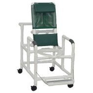 MJM International - Reclining shower chair (24" internal width)- deluxe elongated open front commode seat and folding footrest- 325 lbs weight capacity - # 195-24