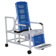 MJM International - Tilt "n" Space shower chair with open front soft seat- buckle safety belt and double drop arms- 10 qt slide out commode pail- 250 lbs weight capacity - # 193-TIS-10-QT-C