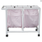 MJM International - Space saving double hamper with leak proof bags only (35 gallon capacity per bag)- 3" twin casters - # 217-D-LP - Hamper comes with leakproof bags, shown here on a similar hamper.