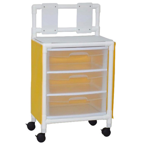 MJM International - Universal isolation cart with 3 slide out drawers- top writing shelf and mounted platform for glove box-internal drawer size: 19.125" W x 14" D x 6.5" H - # 3U3D-ISO