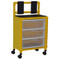 MJM International - Yellow universal isolation cart with 3 slide out drawers- top writing shelf and mounted platform for glove box-internal drawer size: 19.125" W x 14" D x 6.5" H - # Y3U3D-ISO
