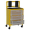 MJM International - Yellow universal isolation cart with 3 slide out drawers- top writing shelf and mounted platform for glove box-internal drawer size: 19.125" W x 14" D x 6.5" H - # Y3U3D-ISO - Easy to open drawers.
