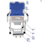 MJM International - WT118-3TL-VS-SQ-PAIL-DDA - Chair, Shown Here In White, Comes With Full Back Mesh Sling, Dual Swing Away Armrests, Vacuum Seat, Square Pail, And 3" Total Lock Casters - Sliding Footrest With Supports Not Included