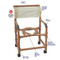 Woodtone Knocked Down shower chair  22" internal width- open front seat- 3" twin casters- 375 lbs weight capacity - # WT122-3TW-KD - Description