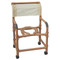 Woodtone Knocked Down shower chair  22" internal width- open front seat- 3" twin casters- 375 lbs weight capacity - # WT122-3TW-KD
