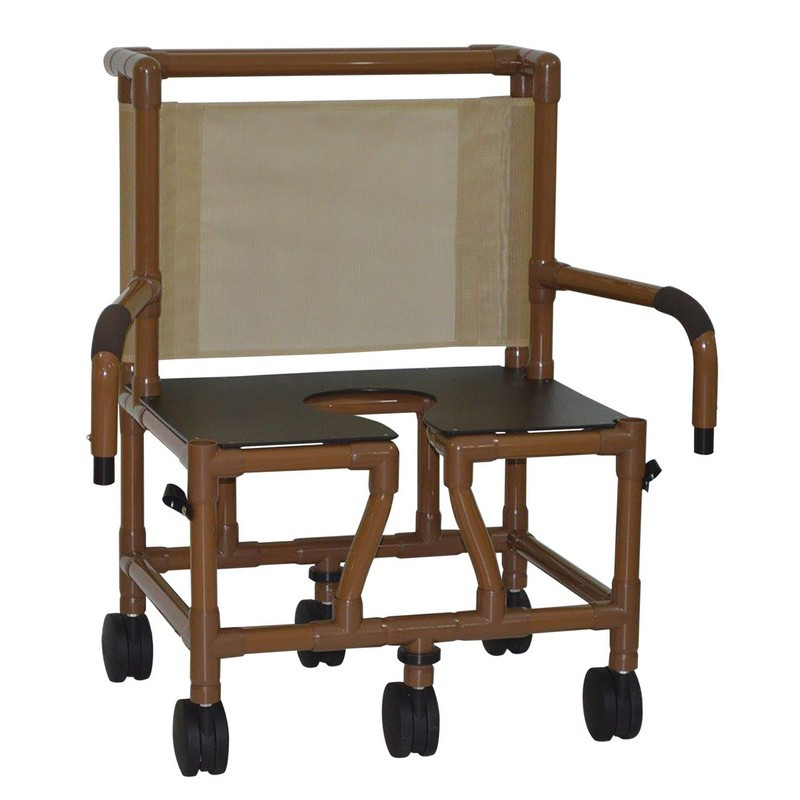 MJM International Woodtone Bariatric shower chair 26" internal width (6) 5" twin casters