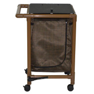 Woodtone single hamper with mesh bag (25.71 gallon capacity per bag)- 3" twin casters- zipper opening- push / pull handle & footpedal - # WT218-S-FP