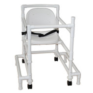 MJM International - Woodtone 19.5" internal width- anti-tip outriggers- 3" twin casters- height adjustable- full support seat- 300 lbs weight capacity - # WT418-OR-3TW-FS - Chair does not come with white PVC. It comes with woodtone (brown) PVC.