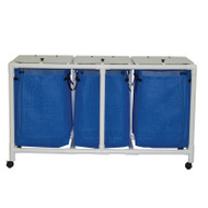 MJM International - Echo Triple hamper with mesh bags (25.71 gallon capacity per bag)- 2" twin casters- enclosed mesh bag with footpedal - # E218-T-2TW-FP