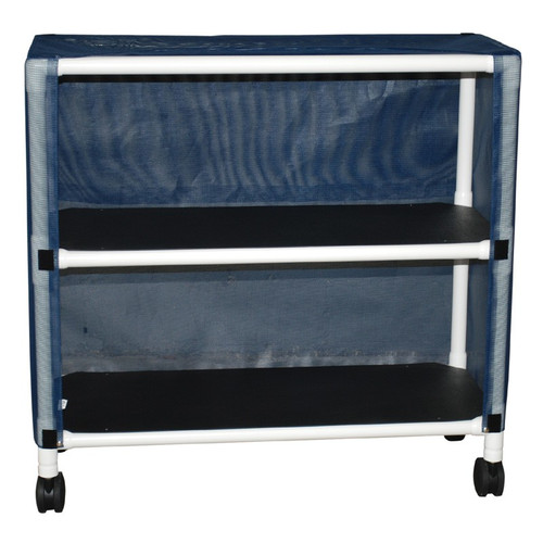 MJM International - Echo 2-shelf linen cart with mesh or solid vinyl cover- shelf size 20" x 45"- 100 lbs per shelf - # E345-2C