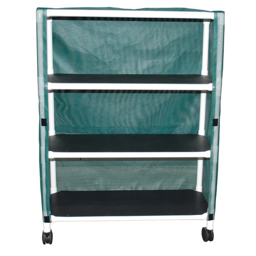 MJM International - Echo 3-shelf linen cart with mesh or solid vinyl cover- shelf size 20" x 45"- 100 lbs per shelf - # E345-3C