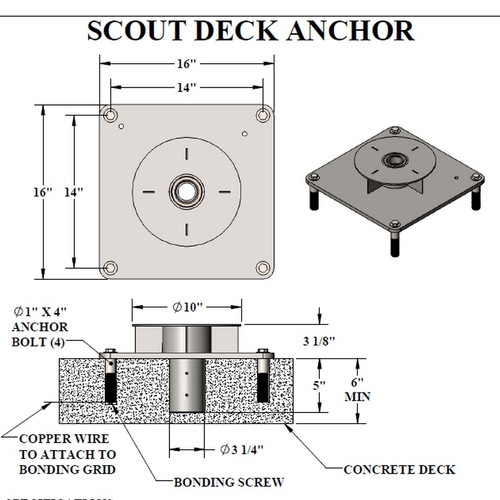 Aqua Creek - Anchor for Scout Lift - Concrete Min 6" thick - Semi-Recessed # F-77SSA - Drawing