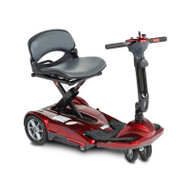 EV Rider - TranSport S19M Manual Fold Mobility Scooter w Lithium Battery - Burgundy Red