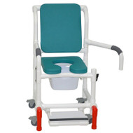 MJM International - Shower Chair 18" - # 118-3TL-SSDE-CBP-OB-DDA-SF-SQ-PAIL-AT - Shown here in ocean blue.