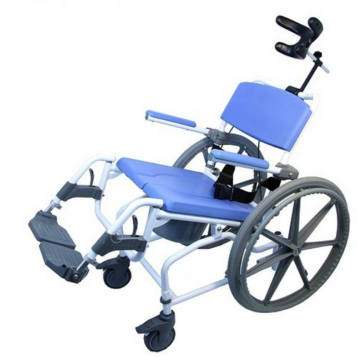 Healthline - EZee Life 18" 4-Way Seat Aluminum Shower Commode Chair W/24" Wheels (Tilt) - 190-4W-24