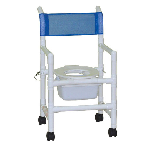 MJM Intl - Folding Shower Chair w/Square Pail, 3" Twin Casters, 200 lbs Weight Cap. - 118-3-FD-SQ-Pail