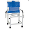 MJM Intl - Shower Chair, 22" Int. Width, Open Front Seat, 3" Twin Casters, Dual Swing Away Armrests, 300 lbs Weight Cap. - 122-3TW-DDA