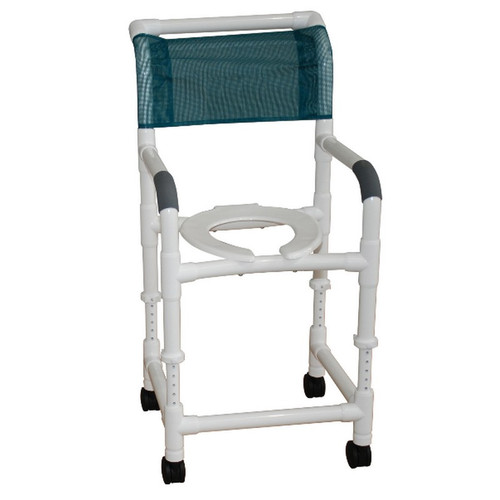 MJM Intl - Adjustable Height Shower Chair, 22" Int. Width, 5" Heavy Duty Casters, 250 lbs Weight Cap. - 122-5HD-ADJ