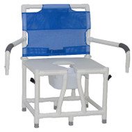 MJM Intl - Bariatric Bedside Commode, 24" Int. Width, Full Support Mesh Back, 10 Qt. Pail, Dual Swing Away Armrests, 700 lbs Weight Cap. - 124-C10-DDA