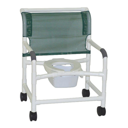 MJM Intl - Wide Shower Chair, 26" Internal Width, Open Front Seat, 3" Total Lock Casters, 10 Qt. Pail, No Bar In Back, 425 lbs Weight Cap. - 126-3TL-NB
