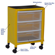 MJM Intl - Yellow Universal Isolation Cart w/3 Slide Out Drawers, No Back Panel, Top Writing Shelf, Internal Drawer Size: 19.125" W x 14" D x 6.5" H - Y3U3D-ISO-NBP - Description