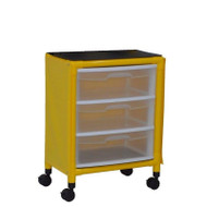 MJM Intl - Yellow Universal Isolation Cart w/3 Slide Out Drawers, No Back Panel, Top Writing Shelf, Internal Drawer Size: 19.125" W x 14" D x 6.5" H - Y3U3D-ISO-NBP