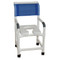 MJM Intl - 18 Internal width shower chair with a soft seat, no casters and a top of seat to floor height of 21 when using 3 Total Locking casters - 118-3TW-SSDE-SP