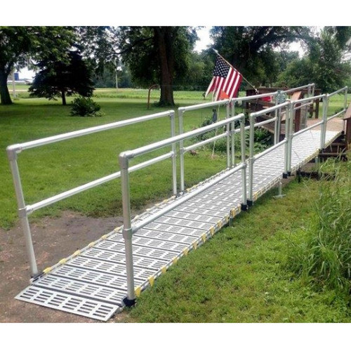 Roll-A-Ramp - Modular Ramp System 36" x 7', Straight End Handrail on one Side - M36-7-1
