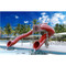 Spectrum Aquatics - Pool Slide - Double Flume 360/90 Half Hex Deck - 1810549 - Double flume half hex deck poolside slide features one 360° and one 90° enclosed side flume, a half hex deck, and center steps with rails.