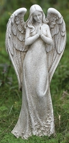 Garden Angel Collection. Praying Angel Statue . 14.5"H 6.5"W x  4.13"D . Resin / Stone Mix