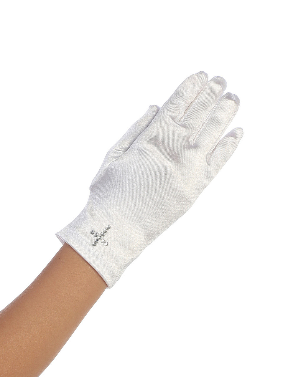 satin gloves white