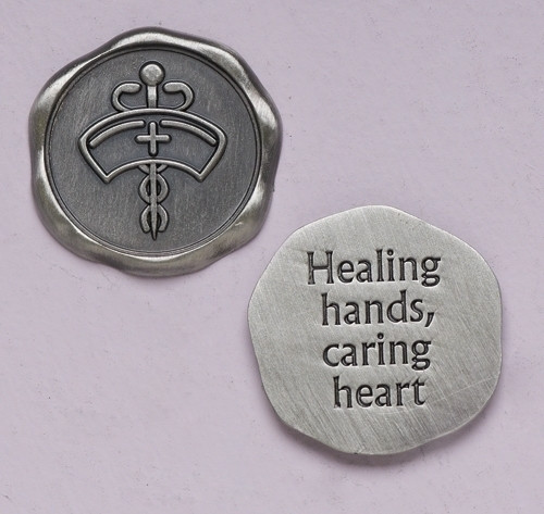 1" Diameter "Healing hands, caring heart" ~ Nurses Pocket Token 