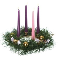 If you are looking for a beautiful and traditional wreath for your advent candles, this is the perfect choice. This 12" Advent Wreath is detailed and looks realistic. The greenery is decorated with purple ribbons and gold ornamental balls and branches. The wreath sits on a gold plate, which includes candles holders that sit above the wreath, giving the wreath a more traditional appearance. This is a beautiful addition to your Christmas decorations. The candles are not included but our taper candles are the perfect fit!


 