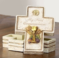 My First Holy Commmunion Rosary Box. Resin/Stone Blend. Measures 3.5". Gift Boxed.  Matching photo frame (#96280083) and Wall Cross (#47603) are available.