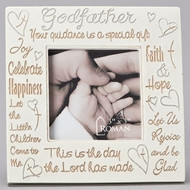4.5" x 4.5" photo frame holds a 3" x 3" photo. Resin Frame is adorned with inspiration words and quote from the Bible. 