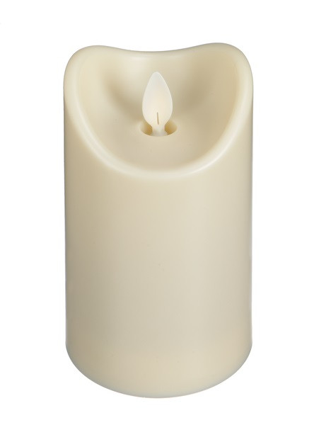 3" LED LED Water Resistant resin Pillar Candles.  Outdoor or indoor Pillar Candles are water resistant. They feature a realistic flickering flame. These beautiful candles bring warmth and ambiance to any room. The candles are  available in three sizes. The candles have a built-in 5 hour timer. The candles are remote ready  (item sold separately.)  With batteries there is a min. 500 hrs run time. Measures 2 3/4D" x 3", 6" or 8"Heights. 