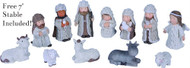 The Children's 11 Piece Mini Nativity Set figurines. 