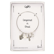 Adjustable Confirmation Bangle Bracelet. Comes iwth Holy Spirit and heart charm, a pearl and crystal heart. 